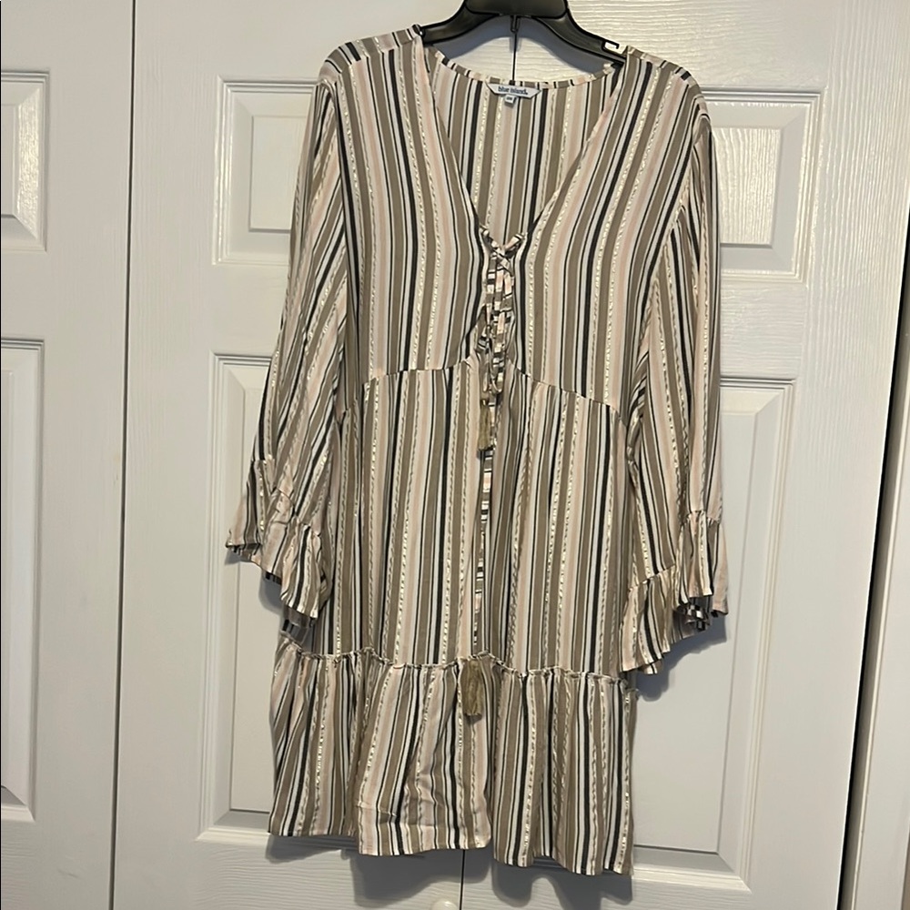 Striped Blue Island Women's Tunic Dress